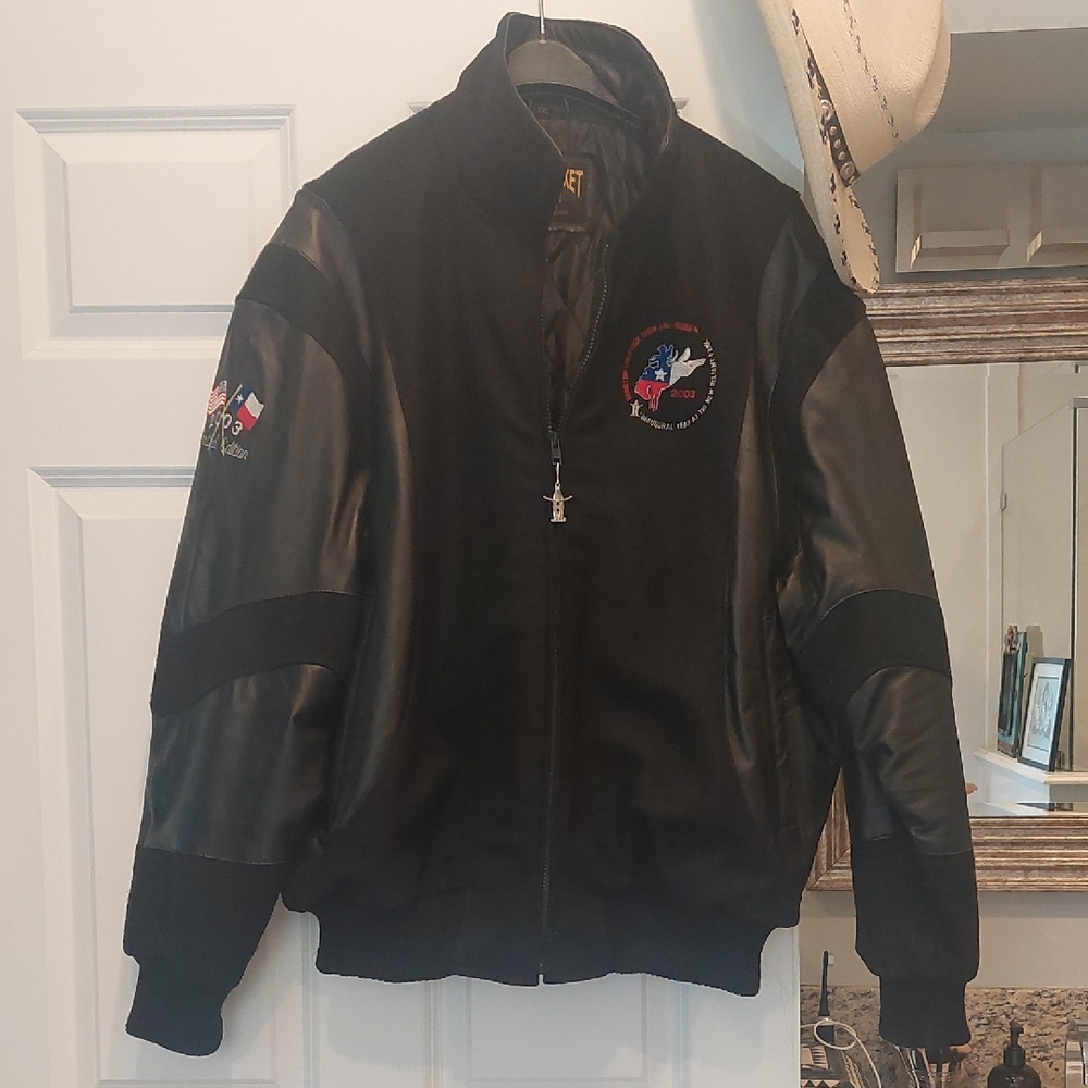 Men's Black Leather NASA Bomber Jacket